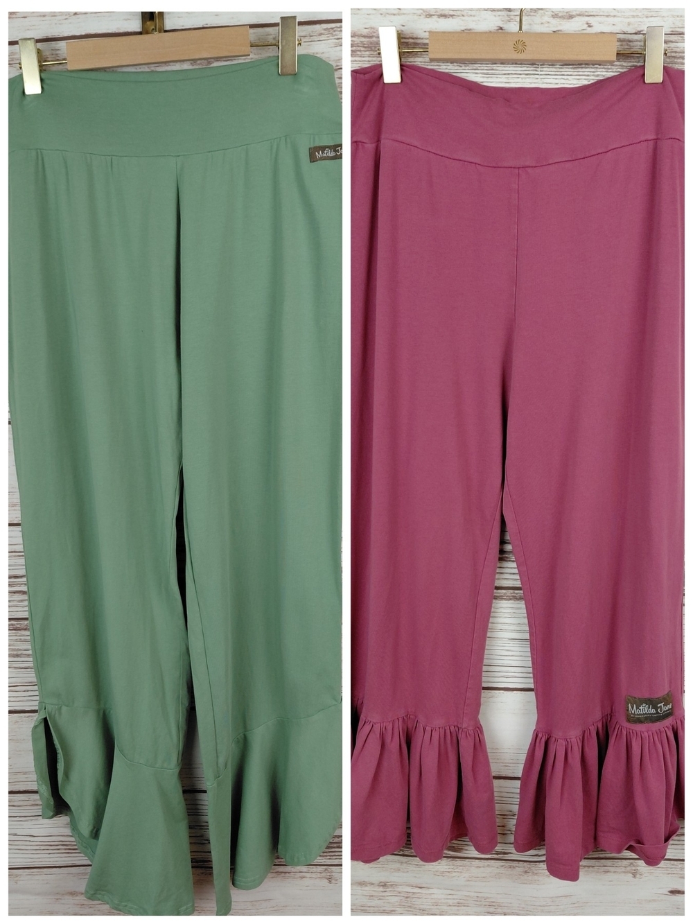 Lot of Two Matilda Jane Size Womens Medium Mauve Pink/Gray Cropped Ruffle Pants